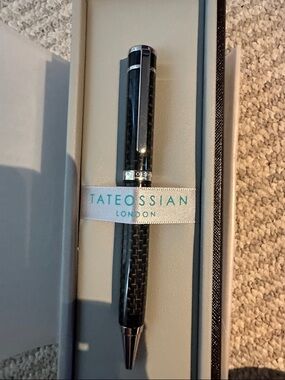 Tateossian Carbon Fiber Pen with Silver Accents